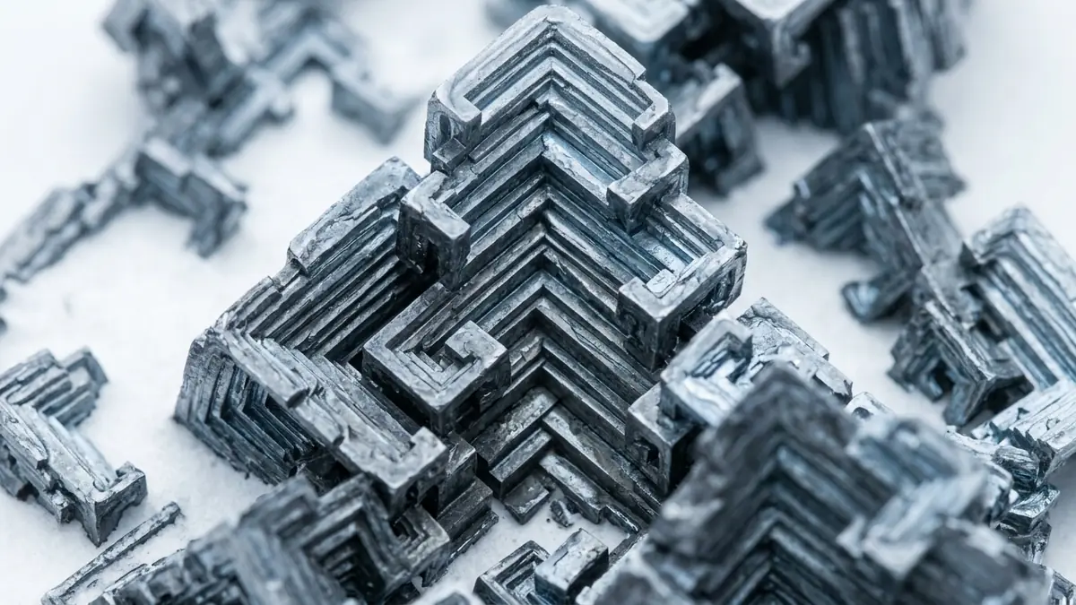 Extreme macro of the stepped terraces of a salt crystal.